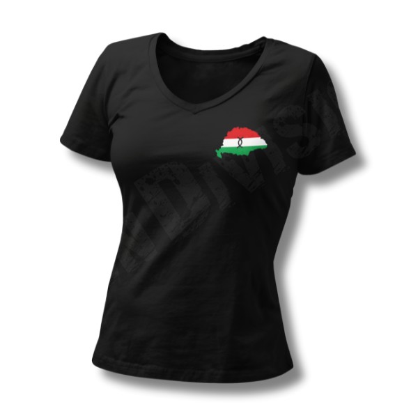 Nagy-Magyarország, nemzeti színű - Női V-nyakú póló