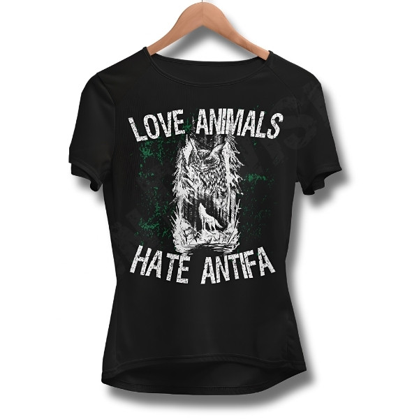 Love Animals - Hate Antifa női csónaknyakú póló