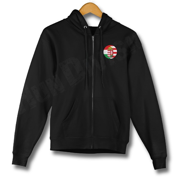 Nemzeti színű, Árpád-sávos, címeres - férfi cipzáras pulóver